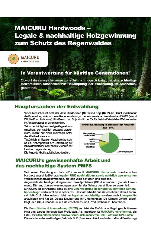 MAICURU Nachhaltigkeitsbroschuere – 2 Seiter